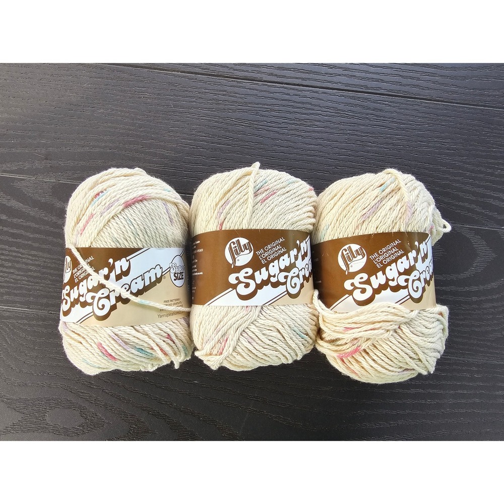 Lily Sugar n Cream Cotton Yarn 3 Skeins Potpourri Worsted Medium 4 3oz 102019